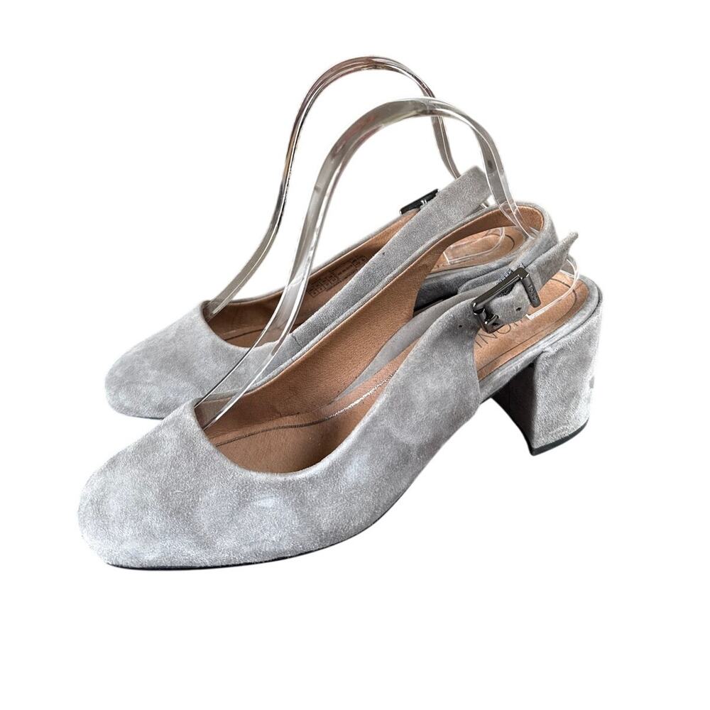 Vionic Nareen Slingback Heels in Gray Suede Size 6 Professional